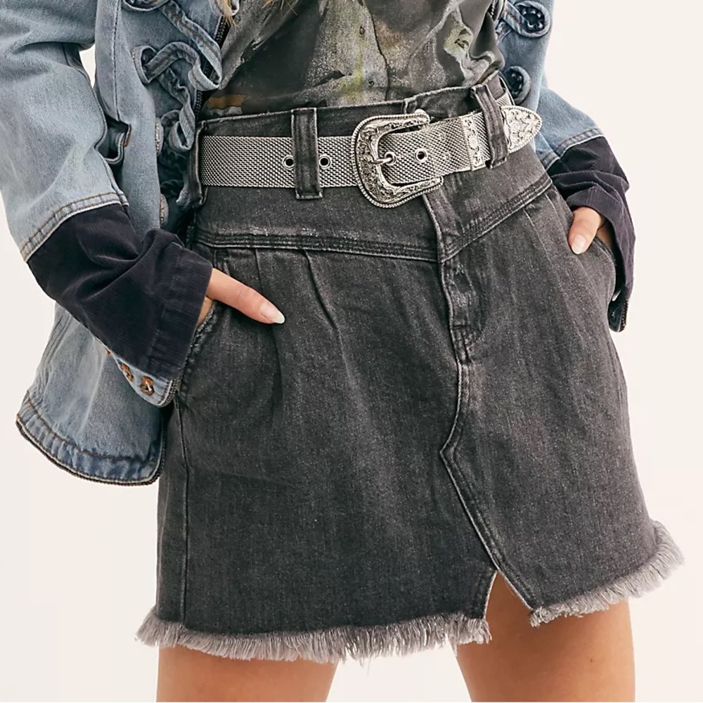 Free People We The Free Sidecar Denim Mini Skirt Size 26